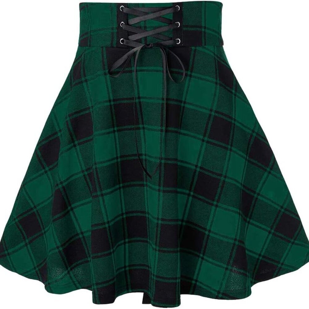 Gothic Plaid Mini Skirts for Women Short High Waist Plaid Skirts